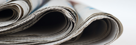 Pile of old newspapers, selective focusの写真素材