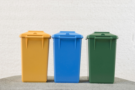 Set of recycle garbage bins, waste separation conceptの写真素材