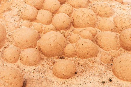 Built in sand on the beach, beach background with balls