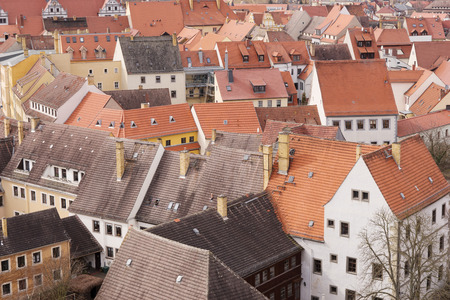 View over the old town of Torgau, Saxony, Germanyの写真素材