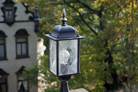 Traditional street lamp on a street in the Old Town of Dresden, Germany