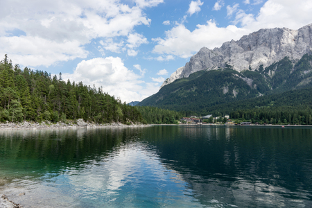 Eibsee, mountain lake in the Bavarian Alps, Germany
