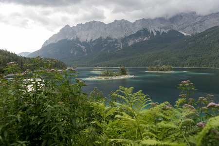 Eibsee, mountain lake in the Bavarian Alps, Germany