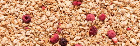 Muesli texture with red fruits can use for backgroundの写真素材