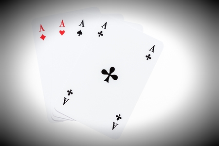 Set of hearts, spades, clubs and diamonds ace playing cards
