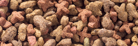 Colorful dry cat dog food in granules