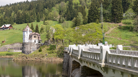 Old dam of the Elbe Reservoir near Spindleruv Mlyn, Czech Republicの写真素材