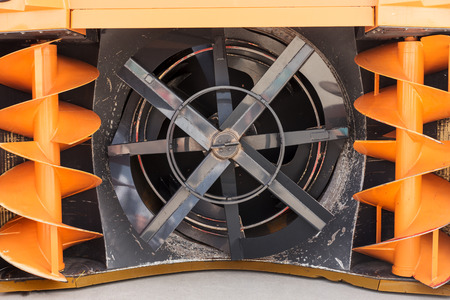 Snow-removing machine, view of the mechanism closeup