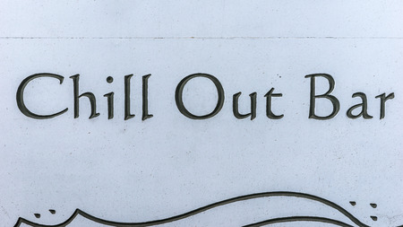 Chill Out Bar - text on white wallの写真素材