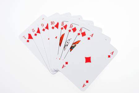 All diamond Skat cards from the seven to the ace, Skat is a german card game