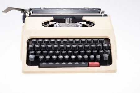 Old school typewriter isolated on white background. Writer conceptの写真素材