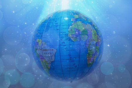 World Globe. Earth Globe with background Stars and Nebulaの写真素材