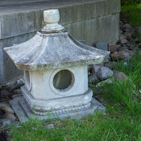 Stone lantern in the Japanese gardenの写真素材