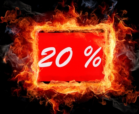 20 percent off shopping day icon in redの写真素材