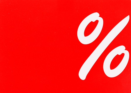 White percent sign on red background. Sale conceptの写真素材