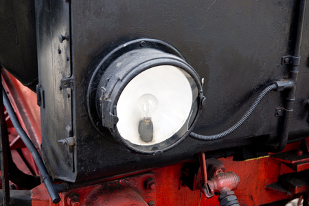 Vintage headlight of old train - retro spot lightの写真素材