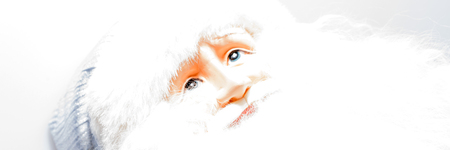Santa Claus face with blue eyes and white beardの写真素材