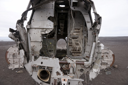 Front of the aircraft wreck in Icelandの写真素材