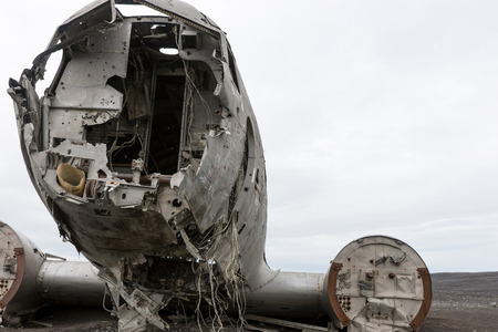 Front of the aircraft wreck in Iceland