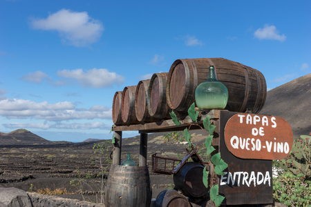 Wine barrels at the entrance of the winery. Lanzarote. Canary Islandsの写真素材