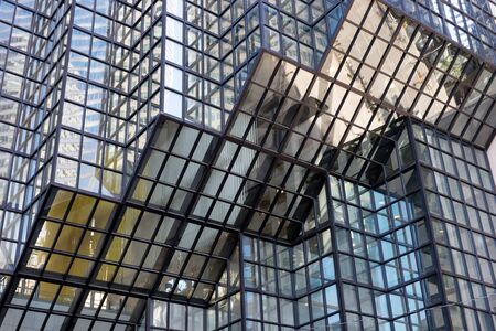 Reflections in skyscrapers windows. Downtown, business center of Toronto Canada
