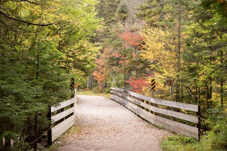 Bridge over Diable River at Mont Tremblant National Park. Quebec. canada