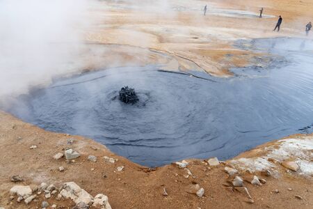 Hot mud pots at the Geothermal Area Hverir in Iceland. europeの写真素材