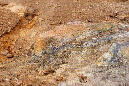 Ground from the geothermal area at Hverir in Iceland. Ground backgroundの写真素材
