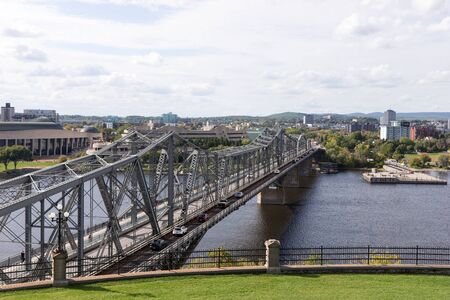 Alexandra bridge over Ottawa river in Ottawa. Ontario. canadaの写真素材