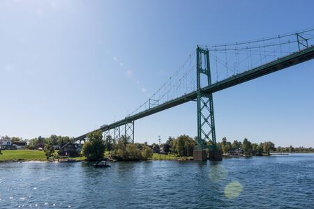 Thousand Islands Bridge across St. Lawrence River. This bridge connects New York State in USA and Ontario in Canadaの写真素材