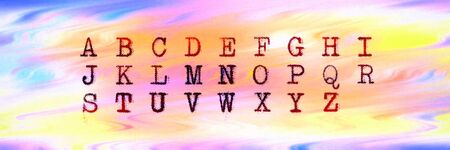 Panoramic image. Alphabet written with an old typewriter in many colorsの写真素材