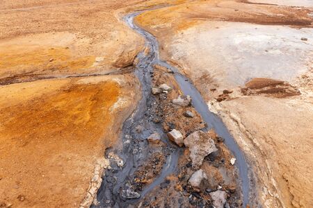 Ground from the geothermal area in Hverir in Iceland. Europe