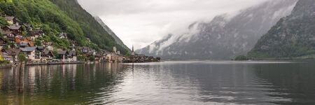 Panoramic view of Hallstatt. Beautiful village. Austriaの写真素材