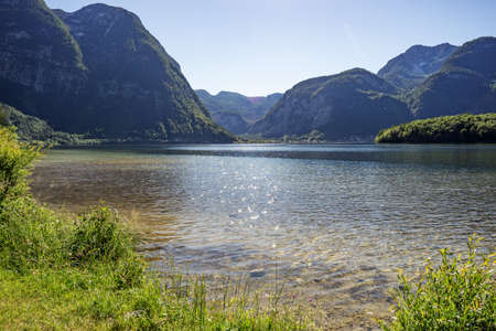 View of the lake Hallstatter See. Salzkammergut. Austria. Europe