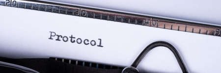 The word Protocol written on an old typewriter. Panoramic imageの写真素材