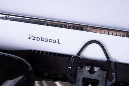 The word Protocol written on an old typewriterの写真素材