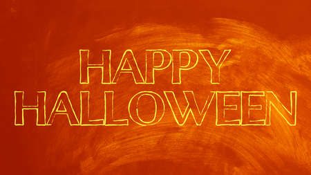 Happy Halloween. Text on orange colored background. Trick or treatの写真素材