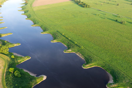 View of part of the Elbe river from aboveの写真素材