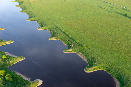 View of part of the Elbe river from aboveの写真素材