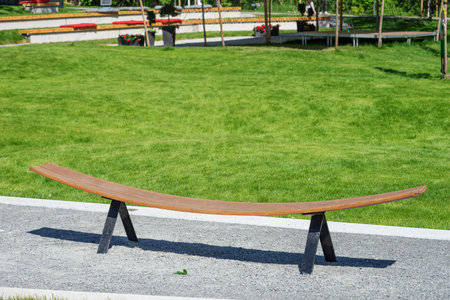 Modern garden bench in the parkの写真素材