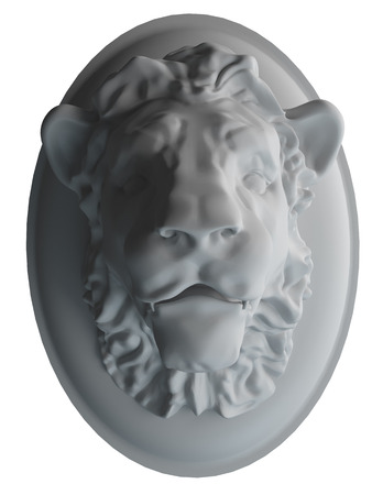 3D rendering the lion sculpture isolated on white backgroundの写真素材
