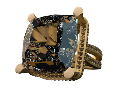 3D render Diamond ring, isolated on white backgroundの写真素材