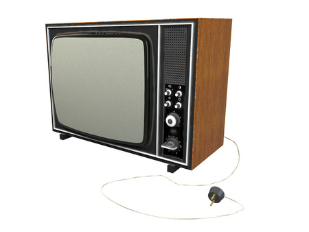 3D rendering old tv, isolated on white backgroundの写真素材