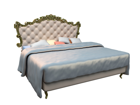 3D rendering of a classic bed, isolated on white backgroundの写真素材