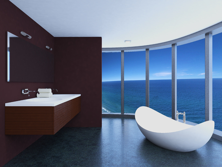 3D-rendering modern bathroom in a big houseの写真素材