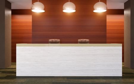 Business center. Receptionist. 3D renderingの写真素材