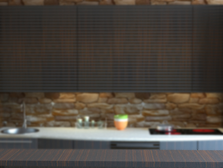 3D-rendering of a kitchen in a country houseの写真素材