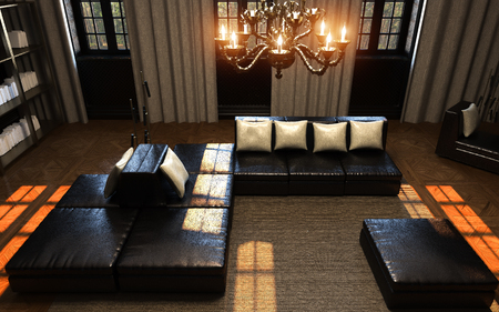 3D-rendering of the interior of the living roomの写真素材