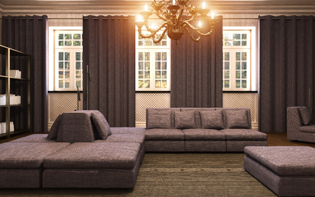 3D-rendering of the interior of the living roomの写真素材