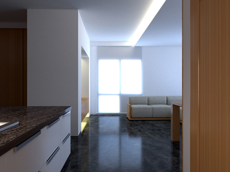3D-rendering of the interior of the living roomの写真素材
